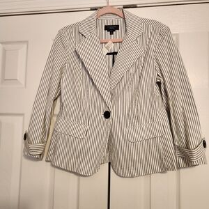 NWT Talbots White with Black Striped Blazer Women's Size 10